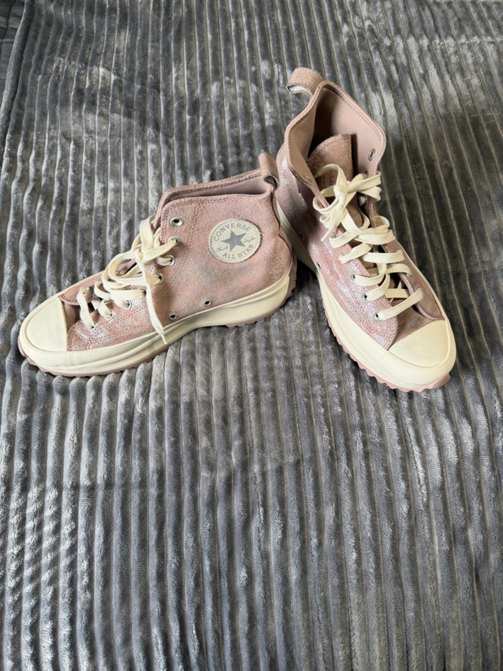 Converse High-Top Sneakers in Dusty Rose Shimmer and Cream